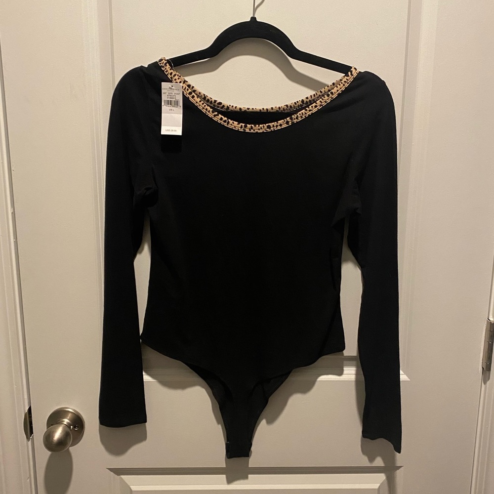 NWT AE Bodysuit with Leopard Trim Size L